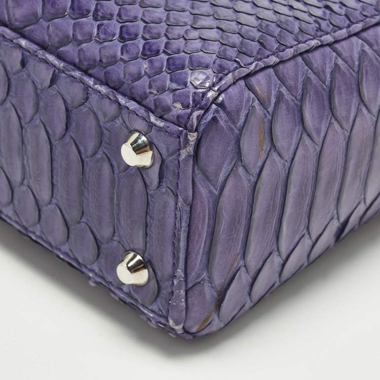 Pre Owned Dior Lady Dior Mini Purple Python Tote