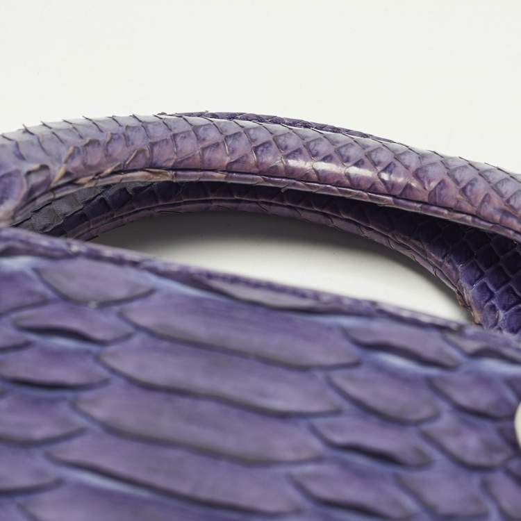Pre Owned Dior Lady Dior Mini Purple Python Tote
