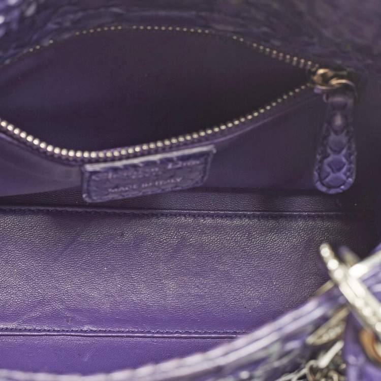 Pre Owned Dior Lady Dior Mini Purple Python Tote