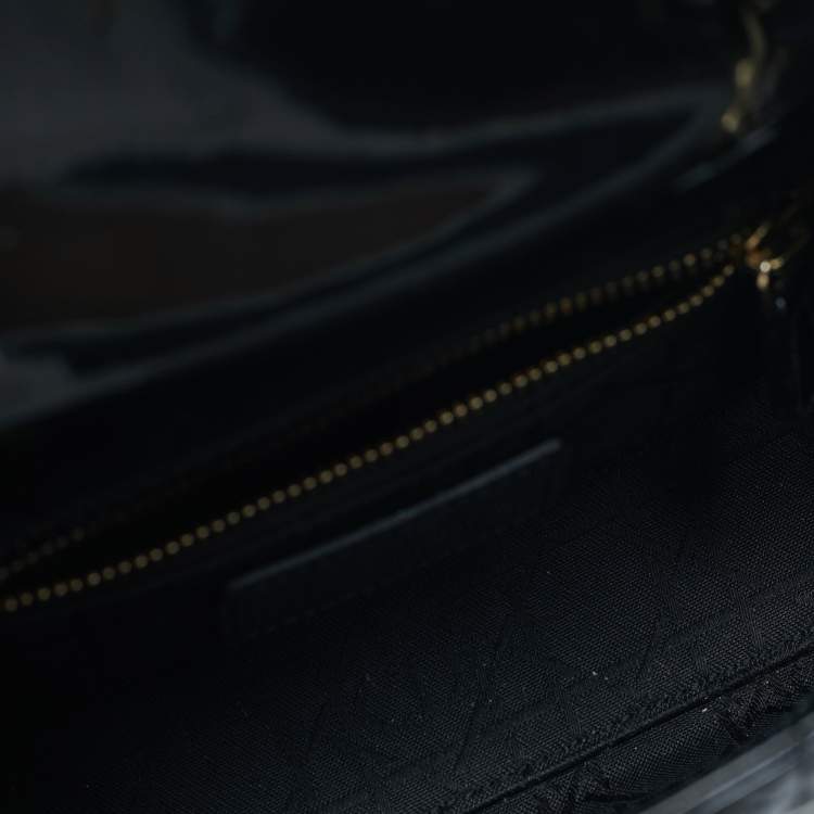 Pre Owned Dior Lady Dior Mini Black Cannage Patent Leather Tote