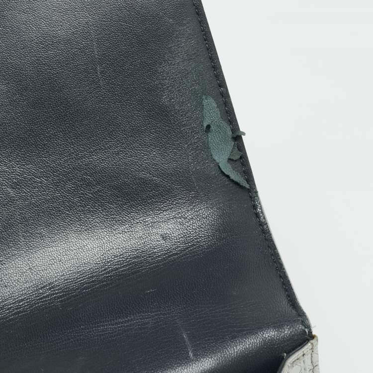 Pre Owned Dior Diorama Medium Grey Microcannage Patent Leather Shoulder Bag