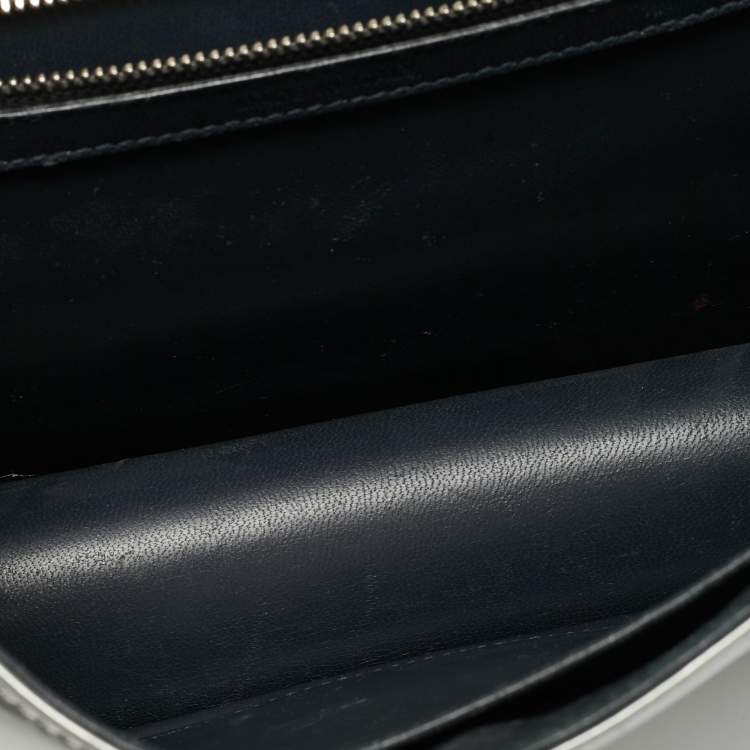 Pre Owned Dior Diorama Medium Grey Microcannage Patent Leather Shoulder Bag