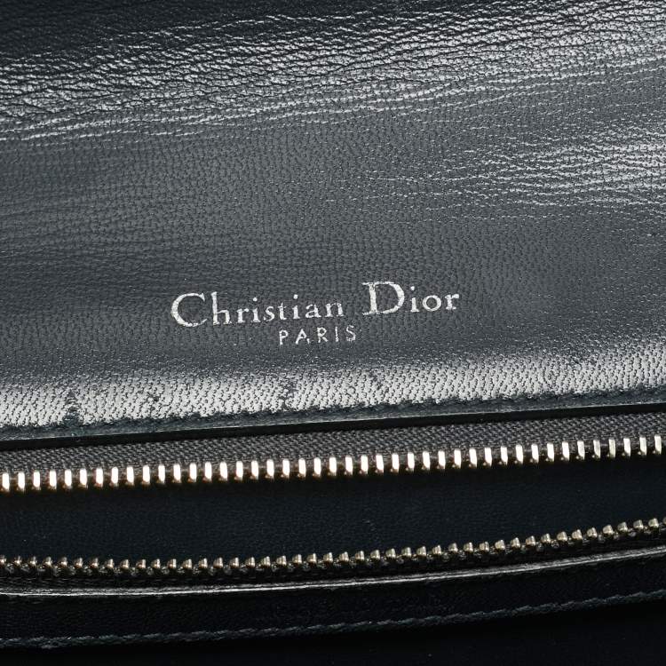 Pre Owned Dior Diorama Medium Grey Microcannage Patent Leather Shoulder Bag