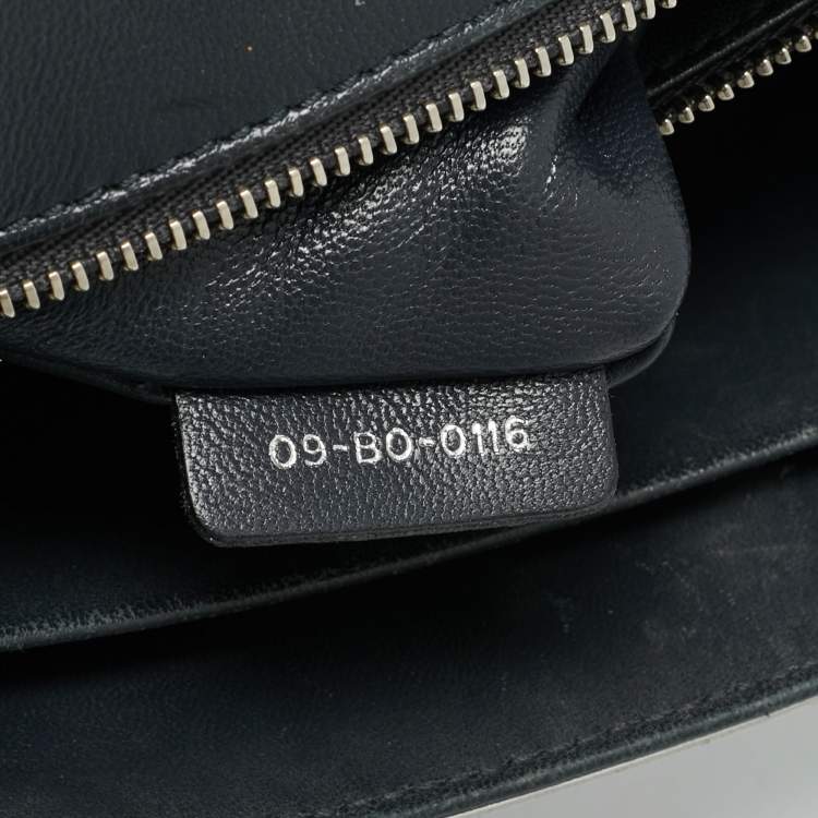 Pre Owned Dior Diorama Medium Grey Microcannage Patent Leather Shoulder Bag