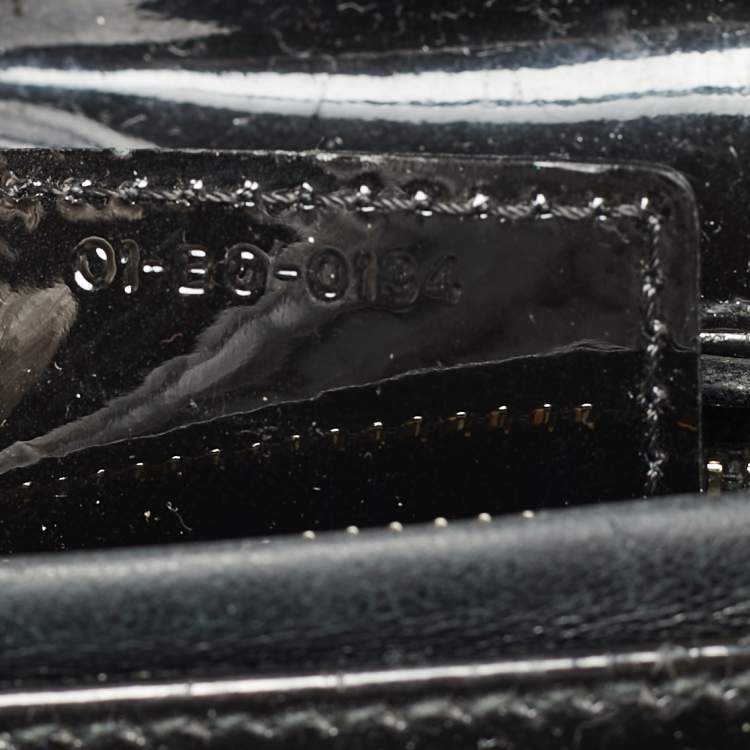 Pre Owned Dior Lady Dior Medium Black Cannage Patent Leather Tote