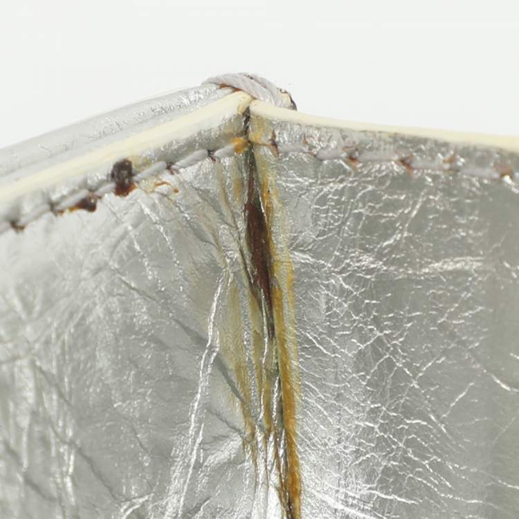 Pre Owned Dior Diorever Medium Silver Crinkled Leather Tote