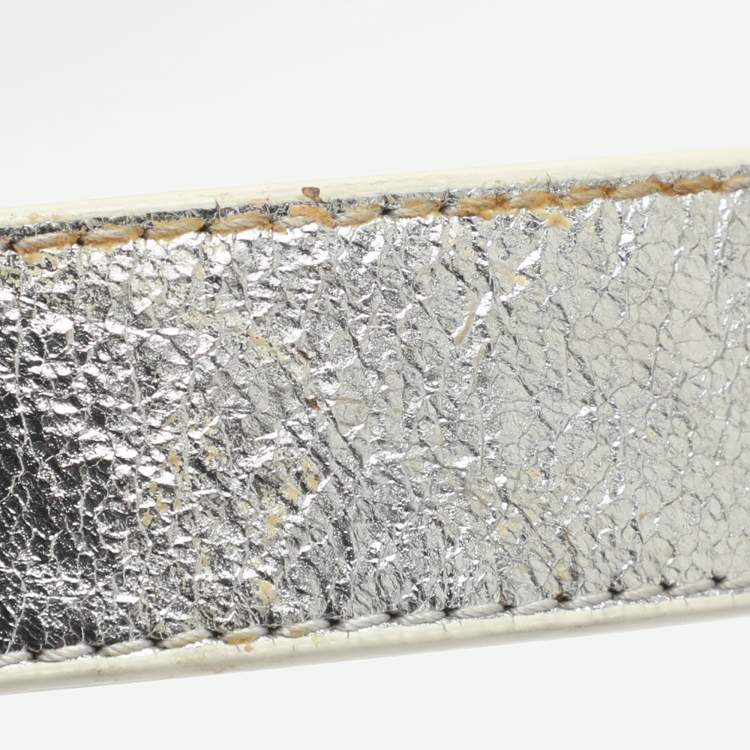 Pre Owned Dior Diorever Medium Silver Crinkled Leather Tote