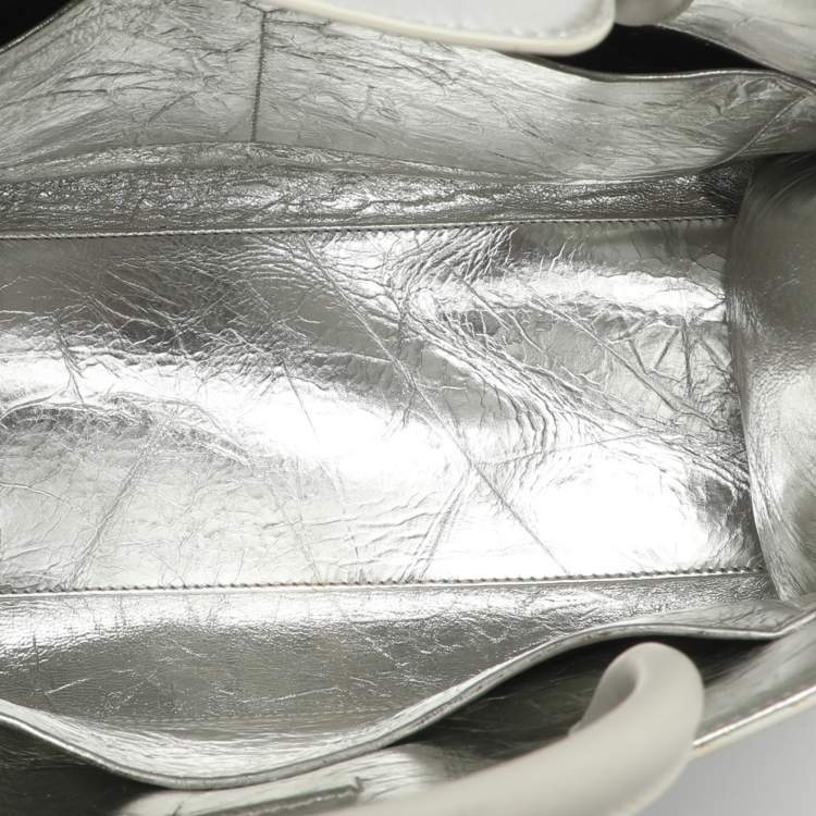 Pre Owned Dior Diorever Medium Silver Crinkled Leather Tote