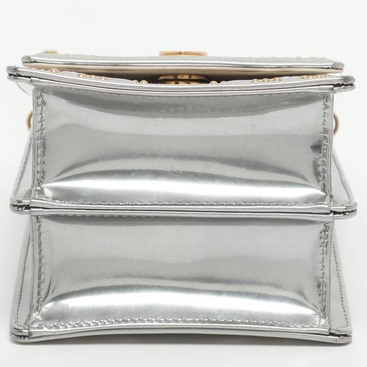 Pre Owned Dior Diorama Silver Studded Leather Vertical Chain Clutch