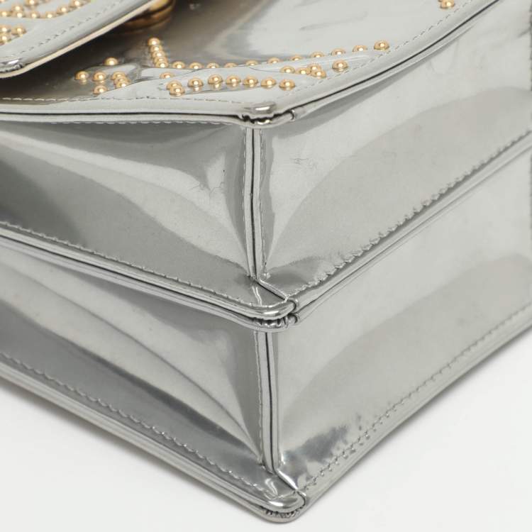 Pre Owned Dior Diorama Silver Studded Leather Vertical Chain Clutch