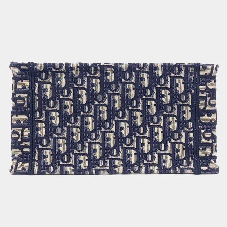 Pre Owned Dior Blue Canvas Oblique Book Tote Bag 26