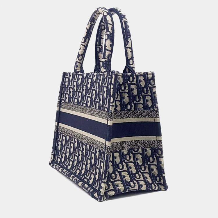 Pre Owned Dior Blue Canvas Oblique Book Tote Bag 26
