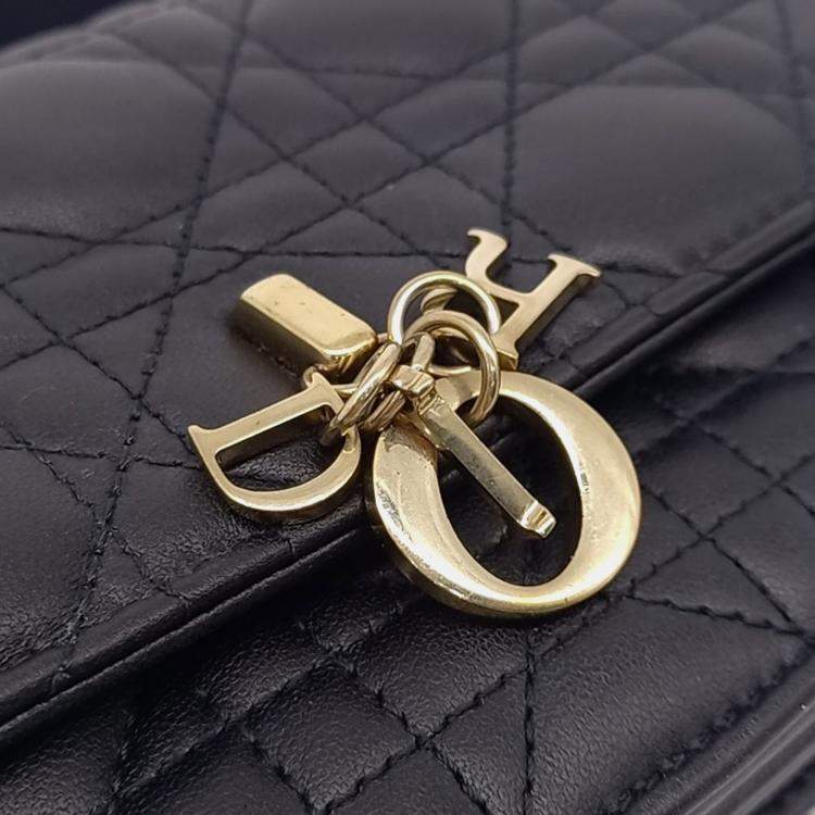 Pre Owned Dior Black Leather My Dior Top Handle Mini Bag 