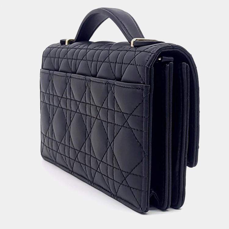 Pre Owned Dior Black Leather My Dior Top Handle Mini Bag 