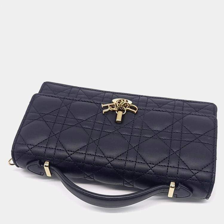 Pre Owned Dior Black Leather My Dior Top Handle Mini Bag 