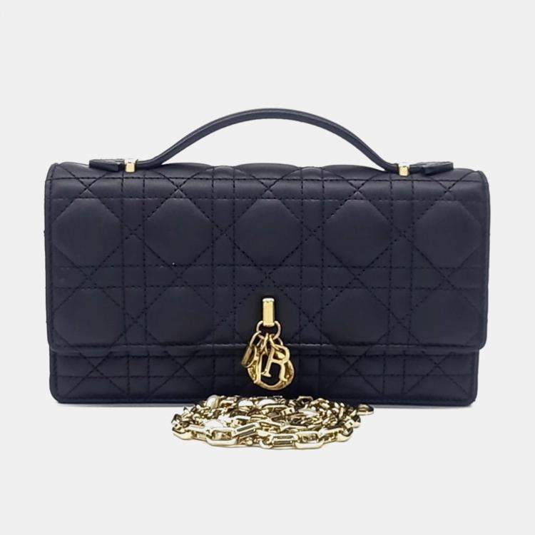 Pre Owned Dior Black Leather My Dior Top Handle Mini Bag 