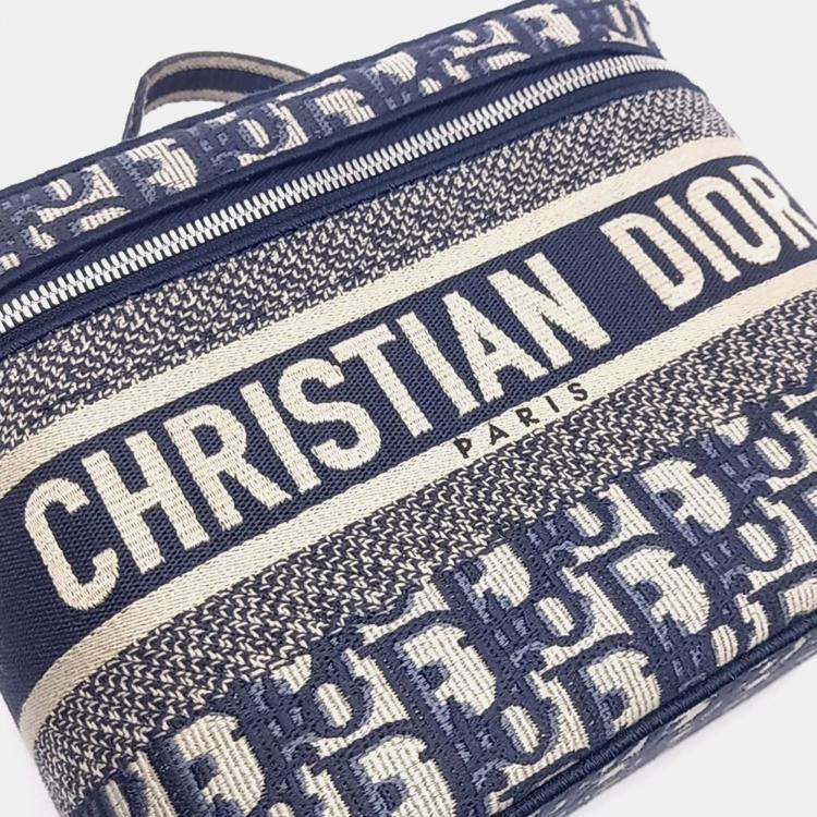 Pre Owned Dior Blue Canvas  Oblique Travel Vanity