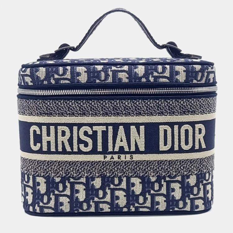 Pre Owned Dior Blue Canvas  Oblique Travel Vanity