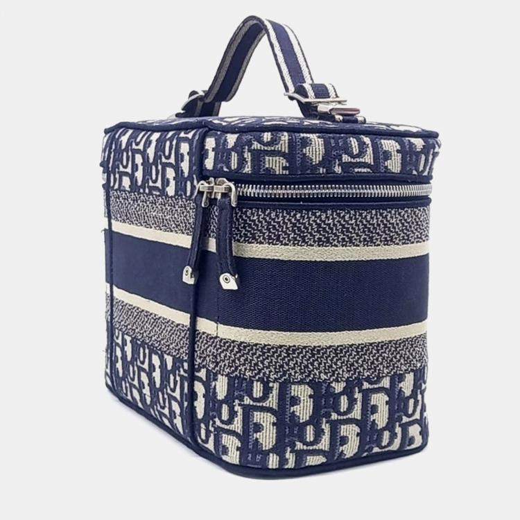 Pre Owned Dior Blue Canvas  Oblique Travel Vanity