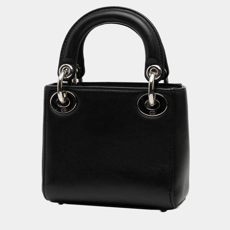 Pre Owned Dior Black Dior Micro Calfskin Patch Embellished Lady Dior