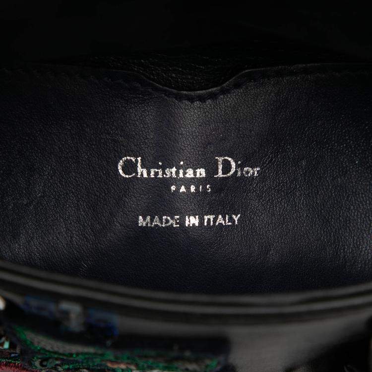 Pre Owned Dior Black Dior Micro Calfskin Patch Embellished Lady Dior