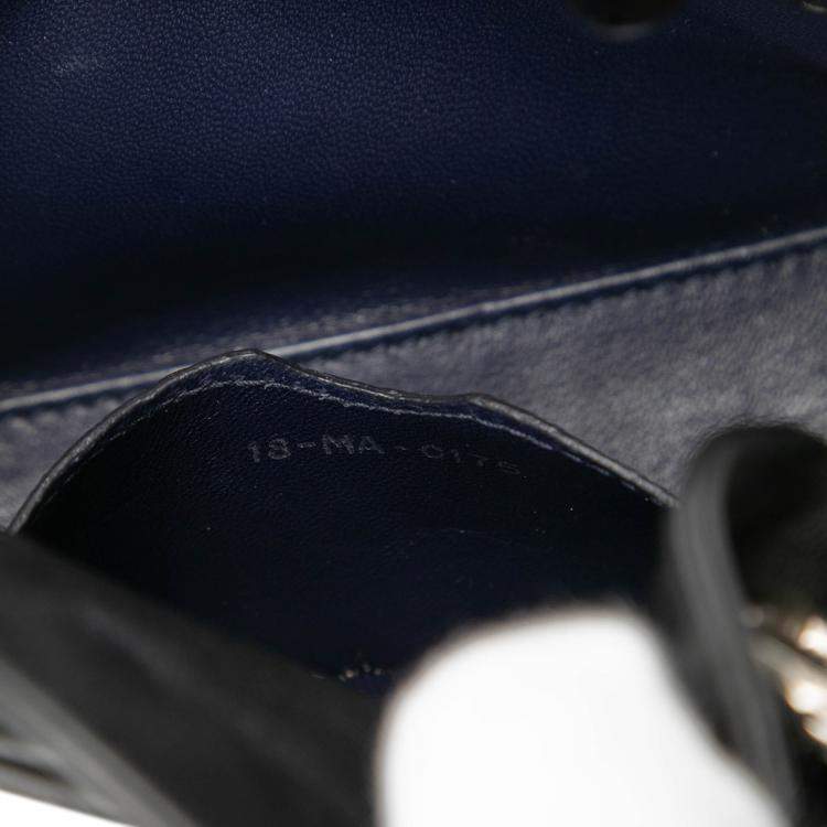 Pre Owned Dior Black Dior Micro Calfskin Patch Embellished Lady Dior