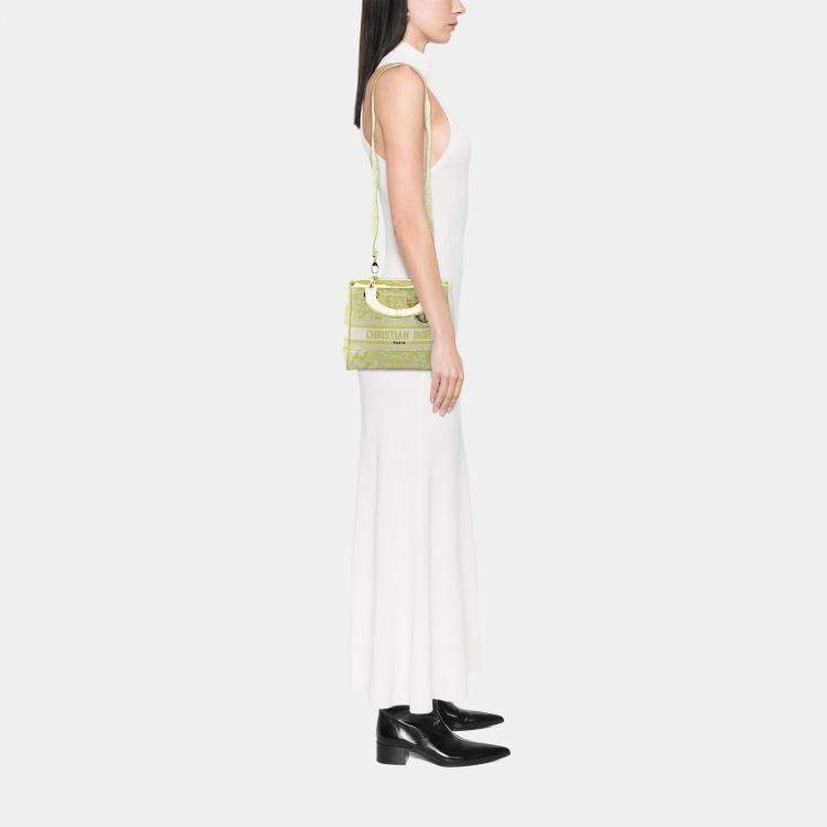 Pre Owned Dior Green Medium Embroidered Canvas Toile de Jouy Lady D Lite