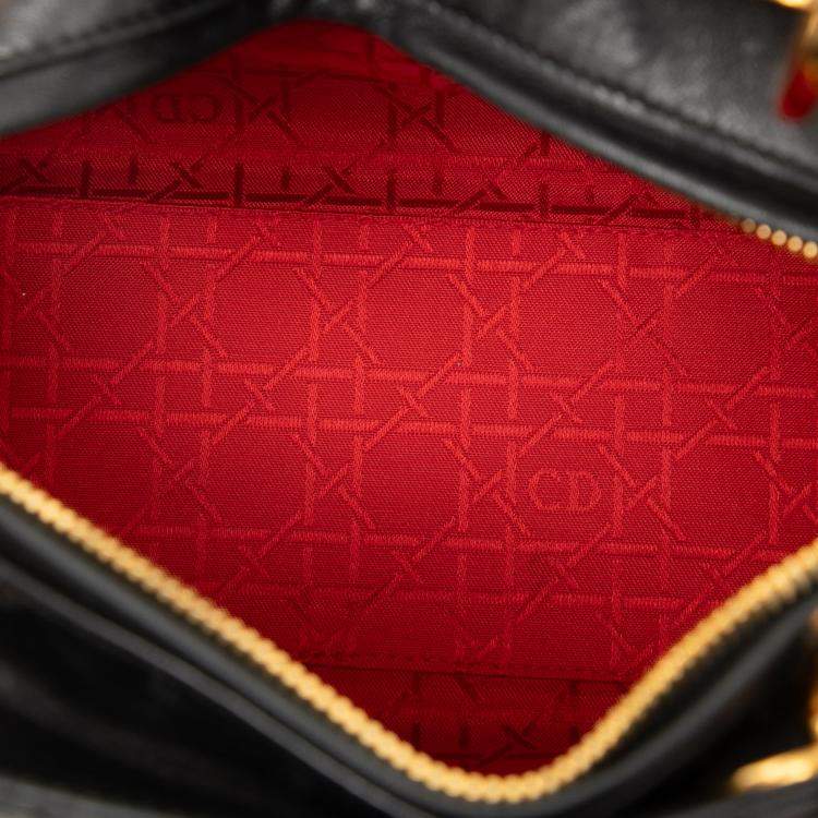 Pre Owned Dior Black Medium Lambskin Cannage Lady Dior