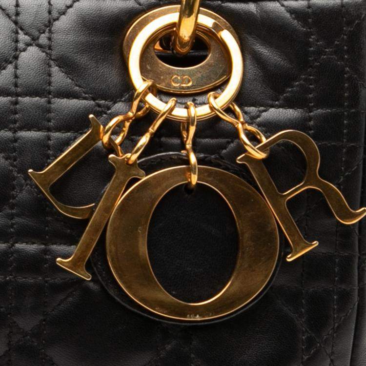 Pre Owned Dior Black Medium Lambskin Cannage Lady Dior
