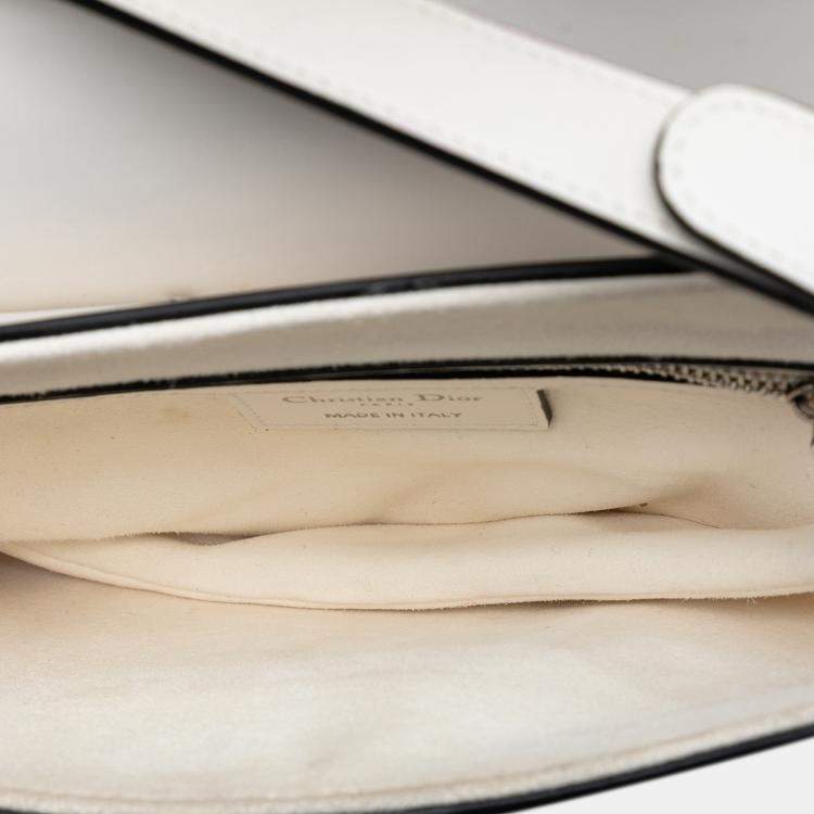 Pre Owned Dior White Smooth Calfskin Saddle Bag
