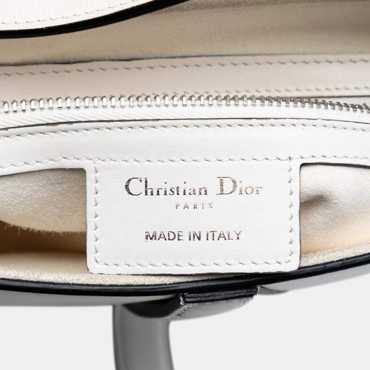 Pre Owned Dior White Smooth Calfskin Saddle Bag