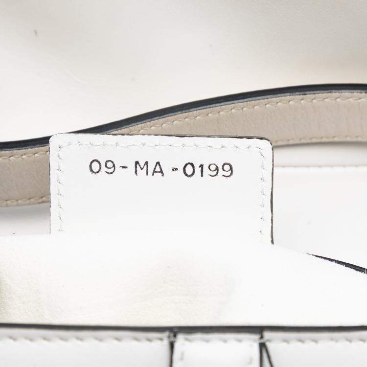 Pre Owned Dior White Smooth Calfskin Saddle Bag