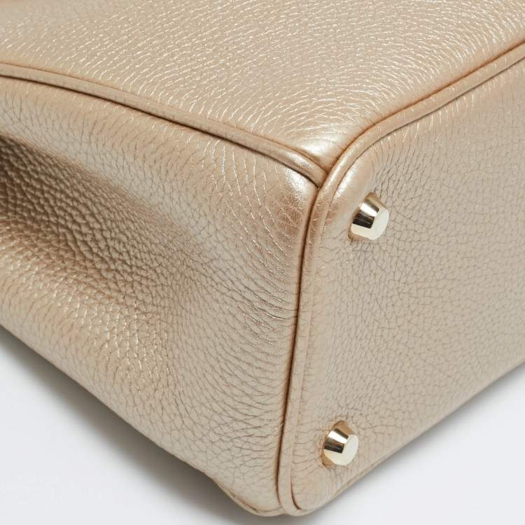 Pre Owned Dior Diorissimo Medium Gold Leather Shopper Tote