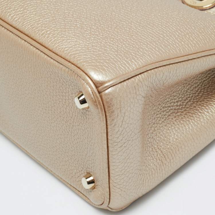 Pre Owned Dior Diorissimo Medium Gold Leather Shopper Tote