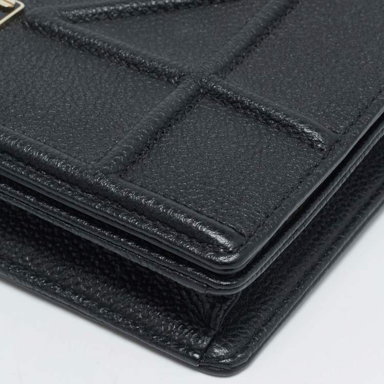 Pre Owned Dior Diorama Black Cannage Leather Wallet on Chain
