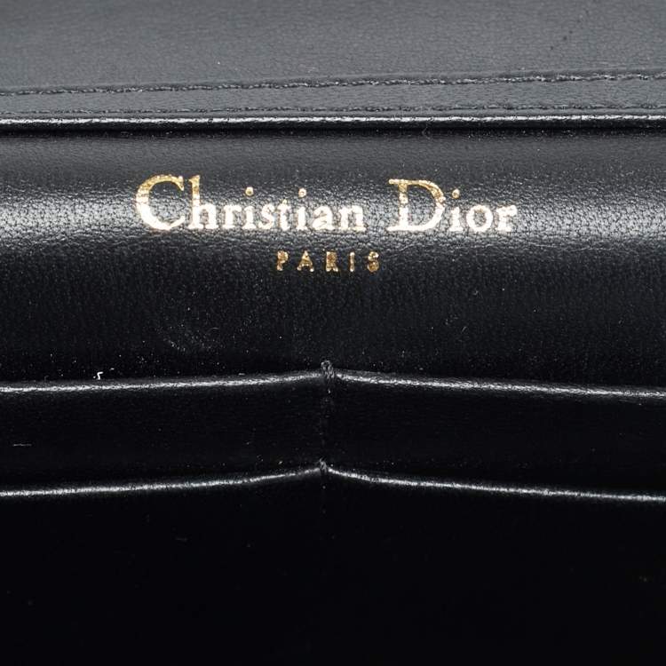 Pre Owned Dior Diorama Black Cannage Leather Wallet on Chain