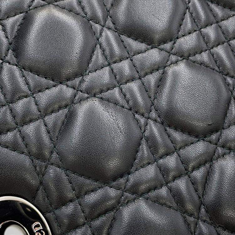 Pre Owned Dior Lady Dior 2Wayhandbag Black Lambskin Size Medium