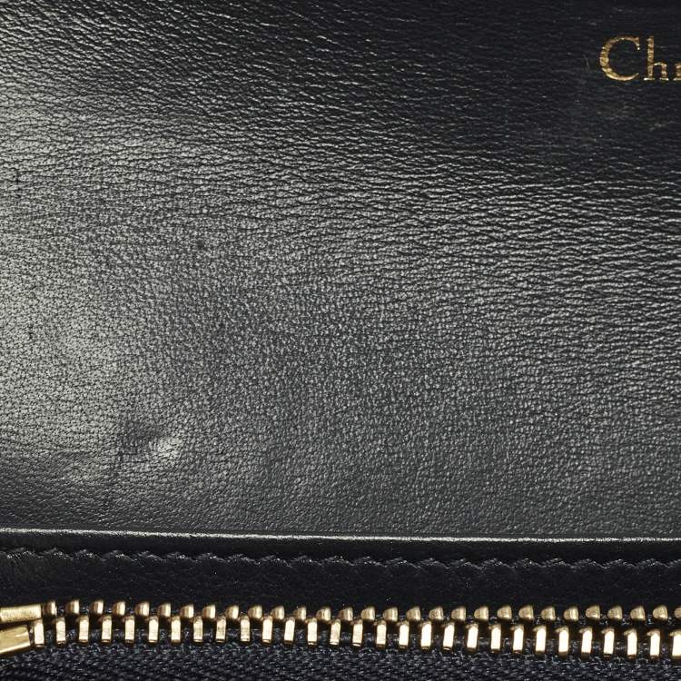 Pre Owned Dior Saddle Navy Blue Oblique Canvas and Leather Wallet On Chain