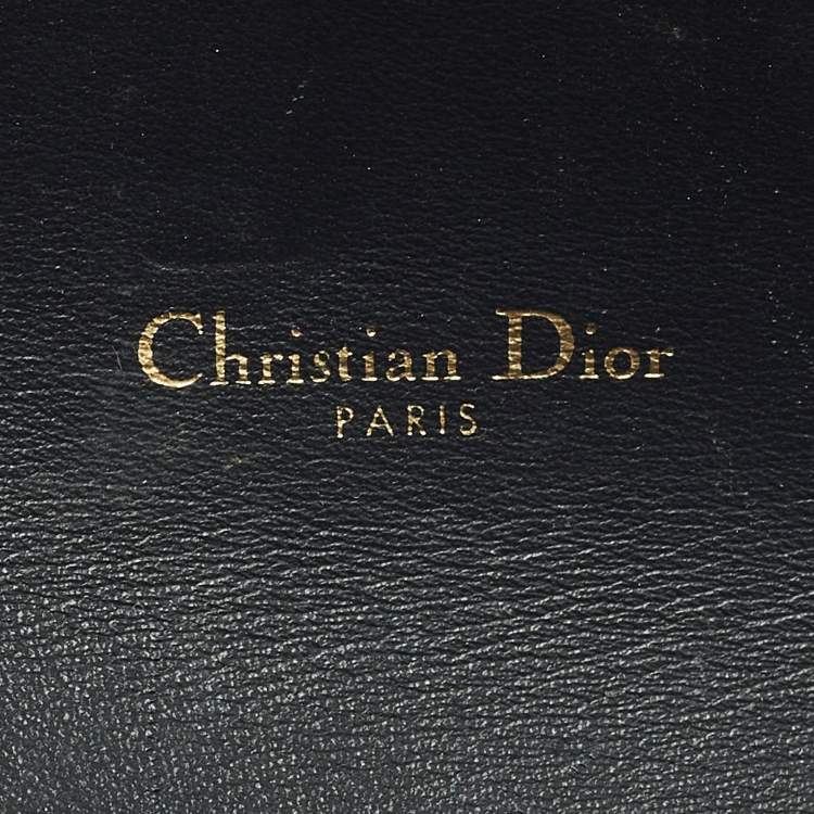 Pre Owned Dior Saddle Navy Blue Oblique Canvas and Leather Wallet On Chain