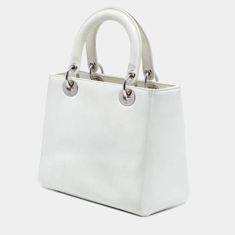 Pre Owned Dior White Medium Lambskin Paradise Lady Dior