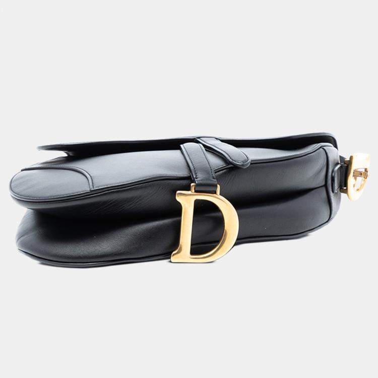 Pre Owned Dior Black Smooth Calfskin Saddle Bag