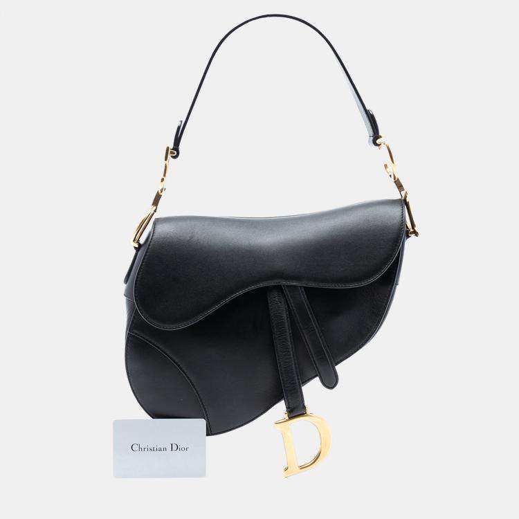 Pre Owned Dior Black Smooth Calfskin Saddle Bag