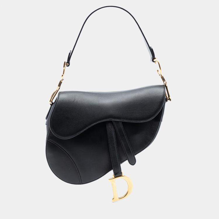 Pre Owned Dior Black Smooth Calfskin Saddle Bag