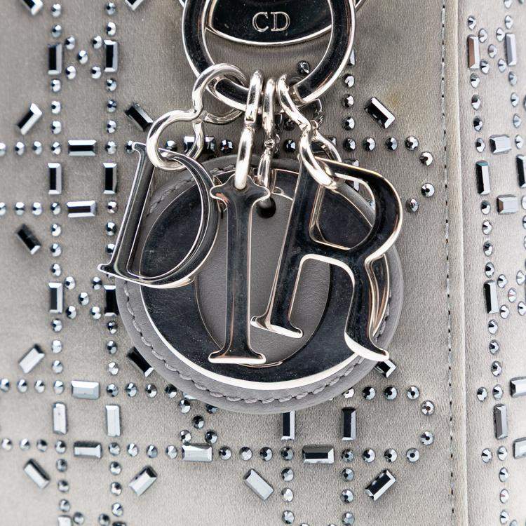 Pre Owned Dior Mini Satin Cannage Strass Crystal Embellished Lady Dior