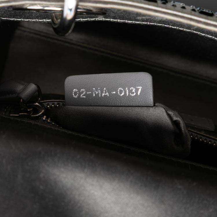 Pre Owned Dior Mini Satin Cannage Strass Crystal Embellished Lady Dior