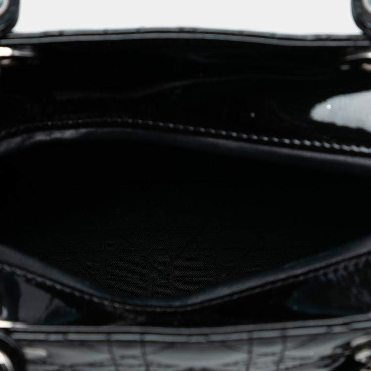 Pre Owned Dior Black Medium Patent Cannage Lady Dior