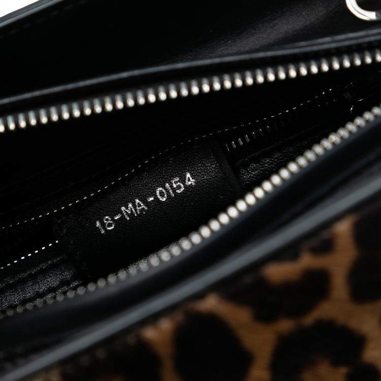 Pre Owned Dior Brown Medium Pony Hair Leopard Print Lady Dior