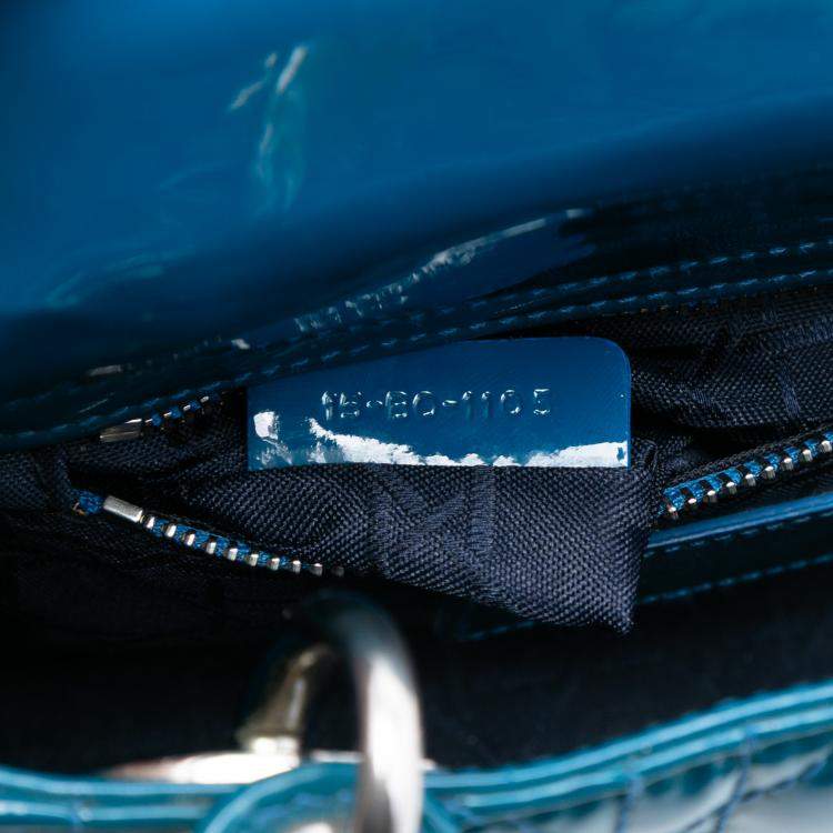 Pre Owned Dior Blue Mini Patent Cannage Lady Dior