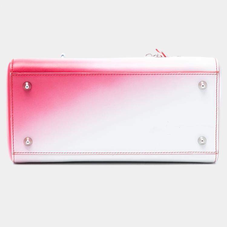 Pre Owned Dior White Medium Ombre Calfskin Lady Dior