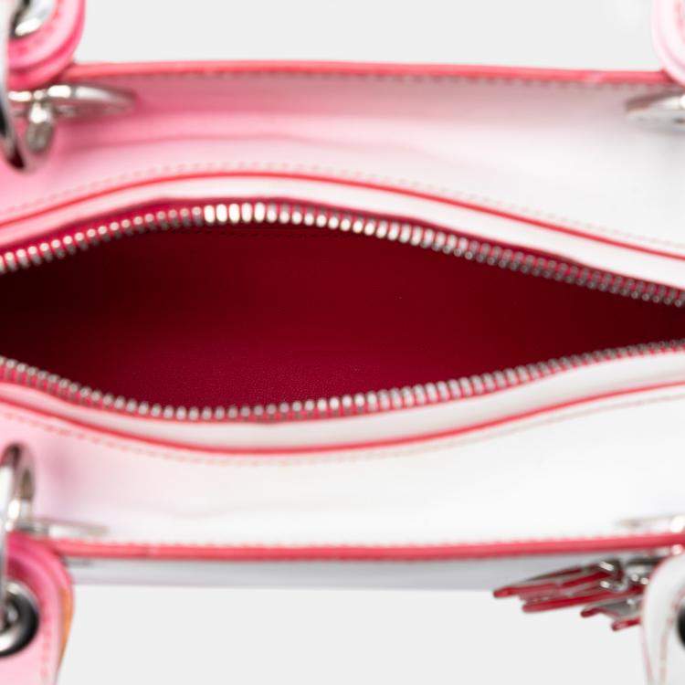 Pre Owned Dior White Medium Ombre Calfskin Lady Dior